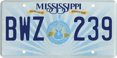 MS license plate BWZ239