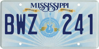 MS license plate BWZ241