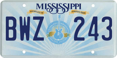 MS license plate BWZ243