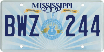 MS license plate BWZ244