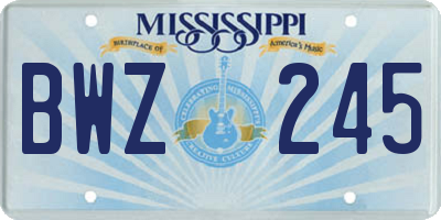 MS license plate BWZ245