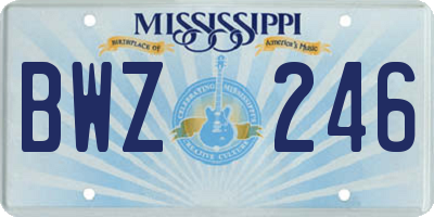 MS license plate BWZ246