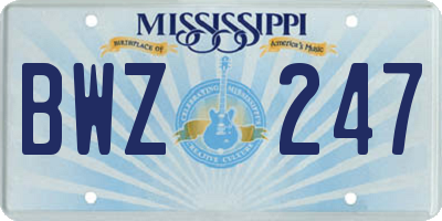 MS license plate BWZ247