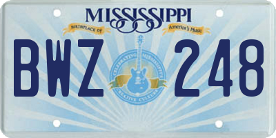 MS license plate BWZ248