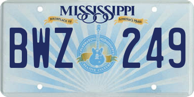 MS license plate BWZ249