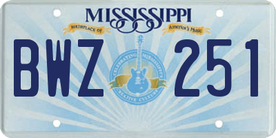 MS license plate BWZ251