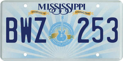 MS license plate BWZ253