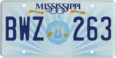 MS license plate BWZ263