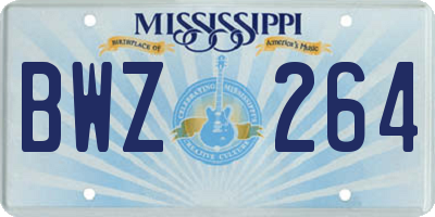 MS license plate BWZ264