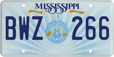 MS license plate BWZ266
