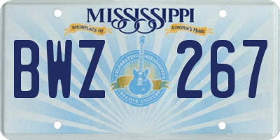 MS license plate BWZ267