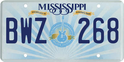 MS license plate BWZ268
