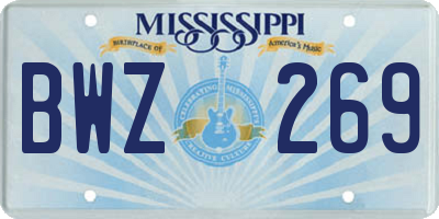 MS license plate BWZ269