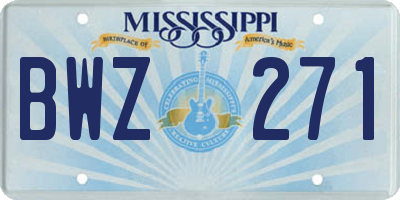 MS license plate BWZ271