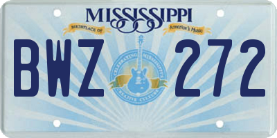 MS license plate BWZ272