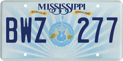 MS license plate BWZ277