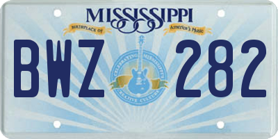 MS license plate BWZ282