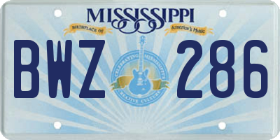MS license plate BWZ286