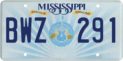 MS license plate BWZ291