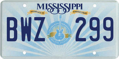 MS license plate BWZ299