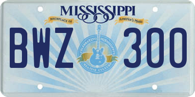 MS license plate BWZ300