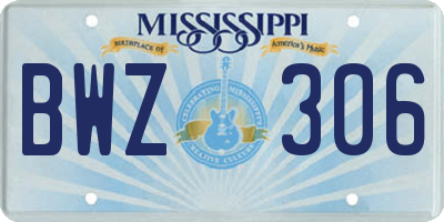MS license plate BWZ306