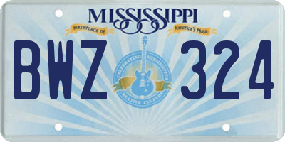 MS license plate BWZ324