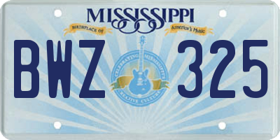 MS license plate BWZ325