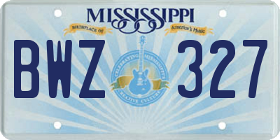 MS license plate BWZ327