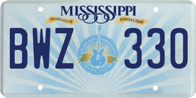 MS license plate BWZ330