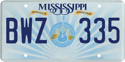 MS license plate BWZ335