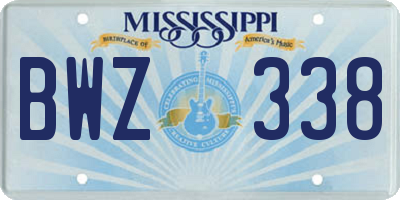 MS license plate BWZ338