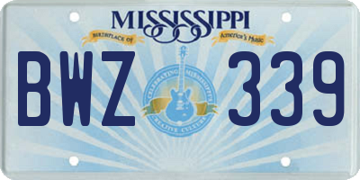 MS license plate BWZ339