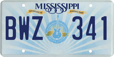 MS license plate BWZ341