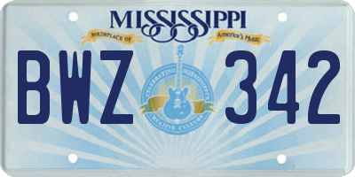 MS license plate BWZ342