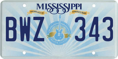 MS license plate BWZ343