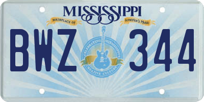 MS license plate BWZ344