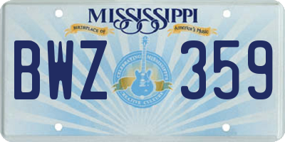 MS license plate BWZ359