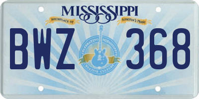 MS license plate BWZ368