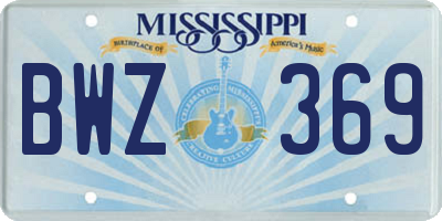 MS license plate BWZ369