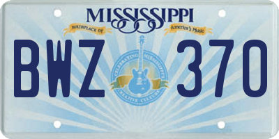 MS license plate BWZ370