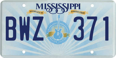 MS license plate BWZ371