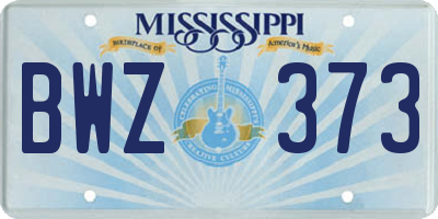 MS license plate BWZ373