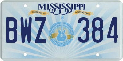 MS license plate BWZ384