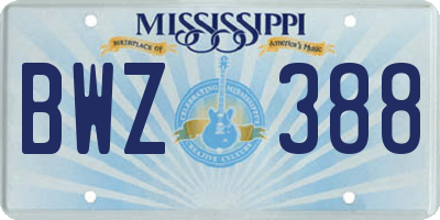 MS license plate BWZ388