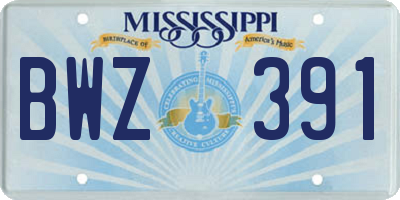 MS license plate BWZ391