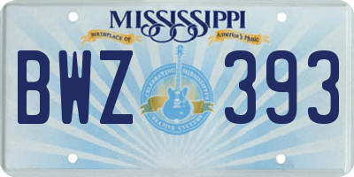 MS license plate BWZ393