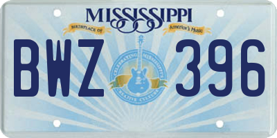 MS license plate BWZ396