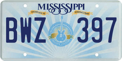 MS license plate BWZ397