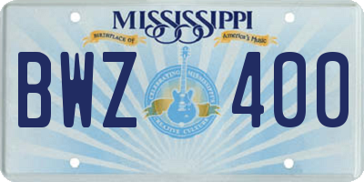MS license plate BWZ400